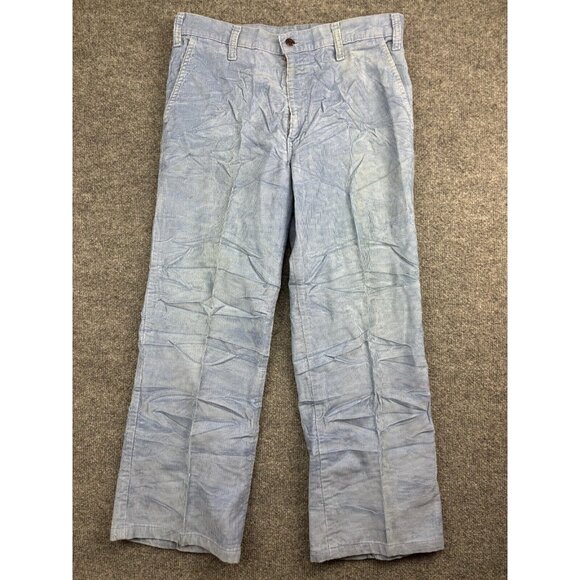 Vintage 70s Levi's Flare Pants Men's W32 x L26 Blue Corduroy Bootcut USA Made - Picture 1 of 11